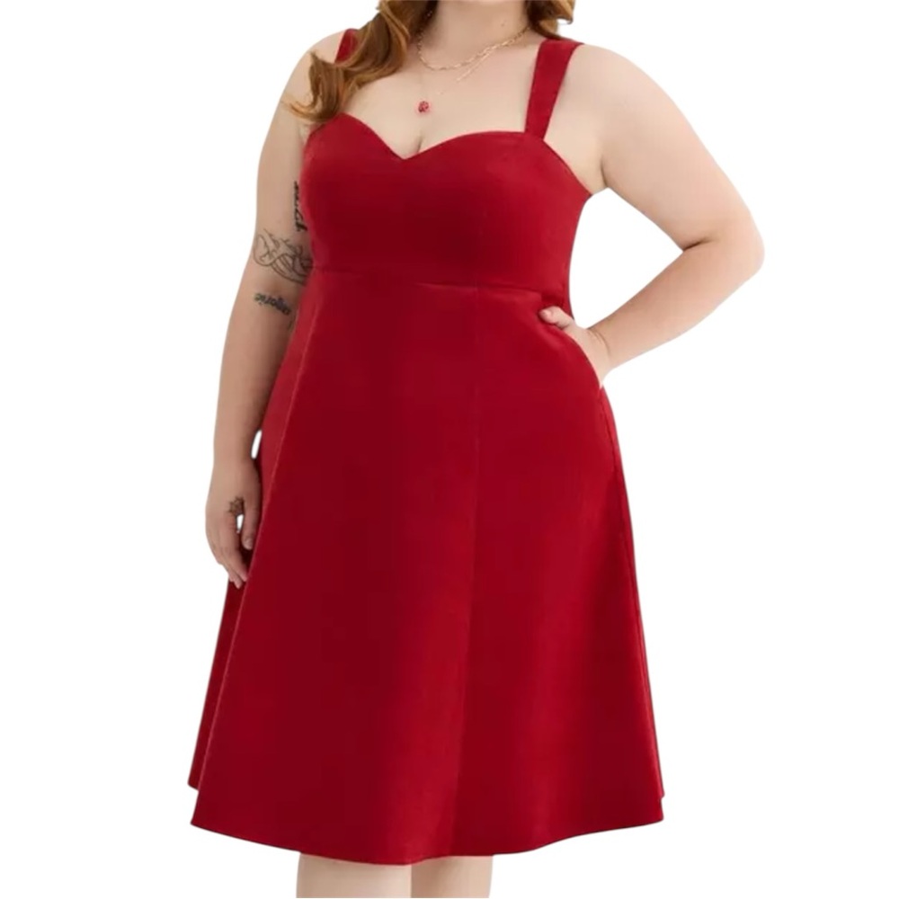 Torrid Retro Chic Red Pinup Dress Size 22 Sweetheart Corduroy Valentine Retro